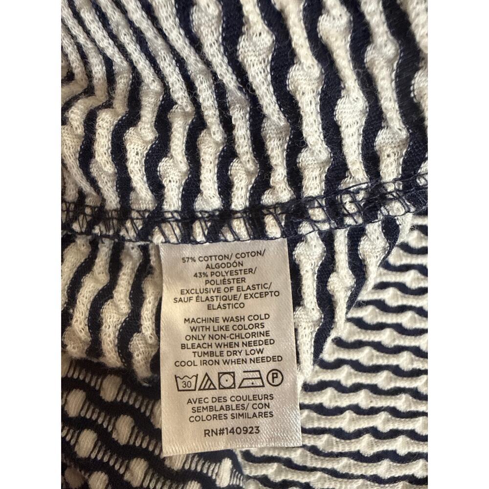 LOFT Navy & White Textured Stripe Blouson Dress XL Elastic Waist Short Sleeve - Picture 9 of 9